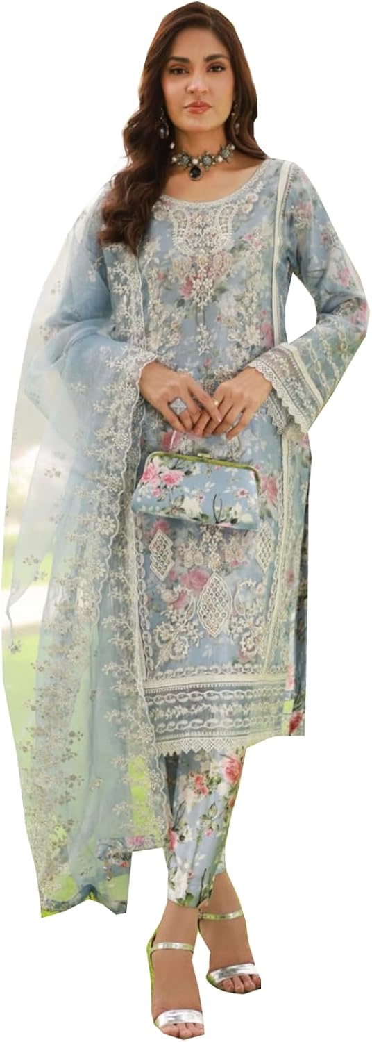 Diwali Special Ready to wear women's organza salwar kameez with embroidered pakistani partywear suit 112