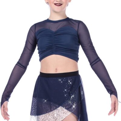 Youth Sweetheart Long Sleeve Mesh Dance Costume Crop Top