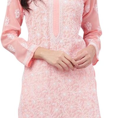 Ada Latest Indian Hand Embroidered Traditional Chikankari Georgette Kurta Kurti Kameez for Women