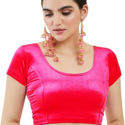 Chandrakala Velvet Blouses for Women Sarees,Stretchable, (B104-P)