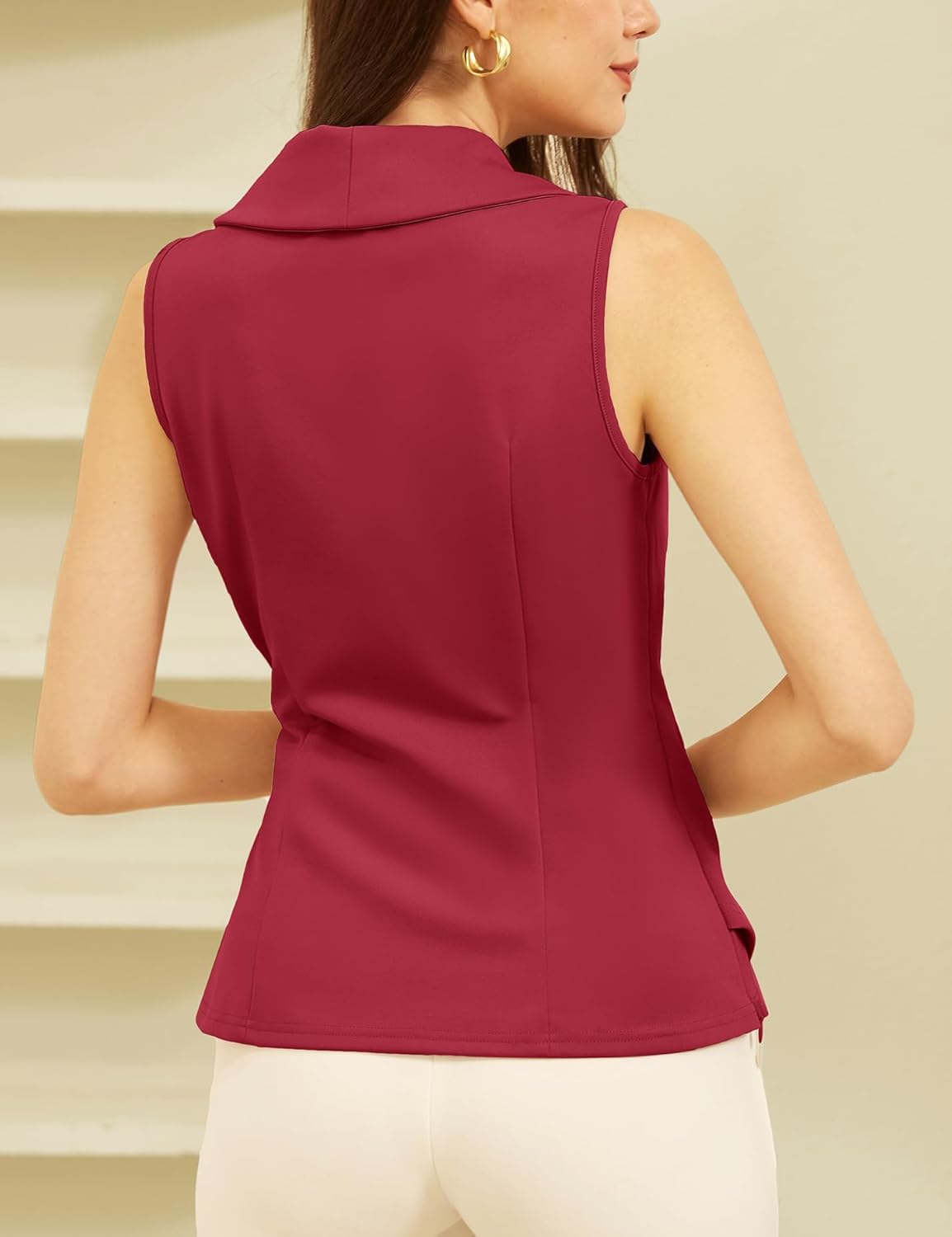 GRACE KARIN Women's Wrap V Neck Casual Work Tops Sleeveless Office Dressy Summer Blouse Asymmetrical Elegant Shirts - Image 4