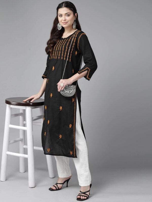 Ada Indian Traditional Hand Embroidered Chikankari Women's Cotton Kurta Kurti Tunic Dress A411419 - Image 6