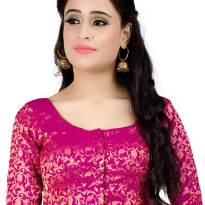 Chandrakala Banarasi Blouses for Women Sarees,Readymade (B181-P)