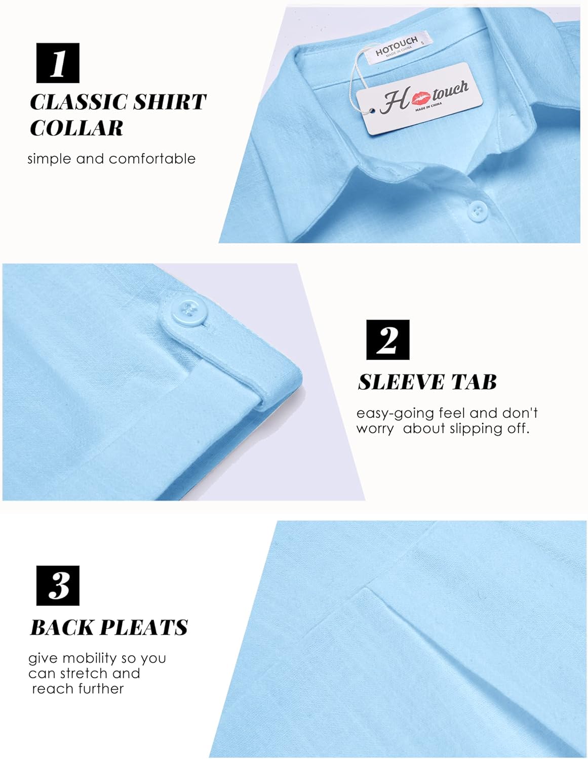 HOTOUCH Button Down Shirt Women Cotton Short Sleeve Blouses V Neck Collared Button Up Summer Beach Tops - Image 5