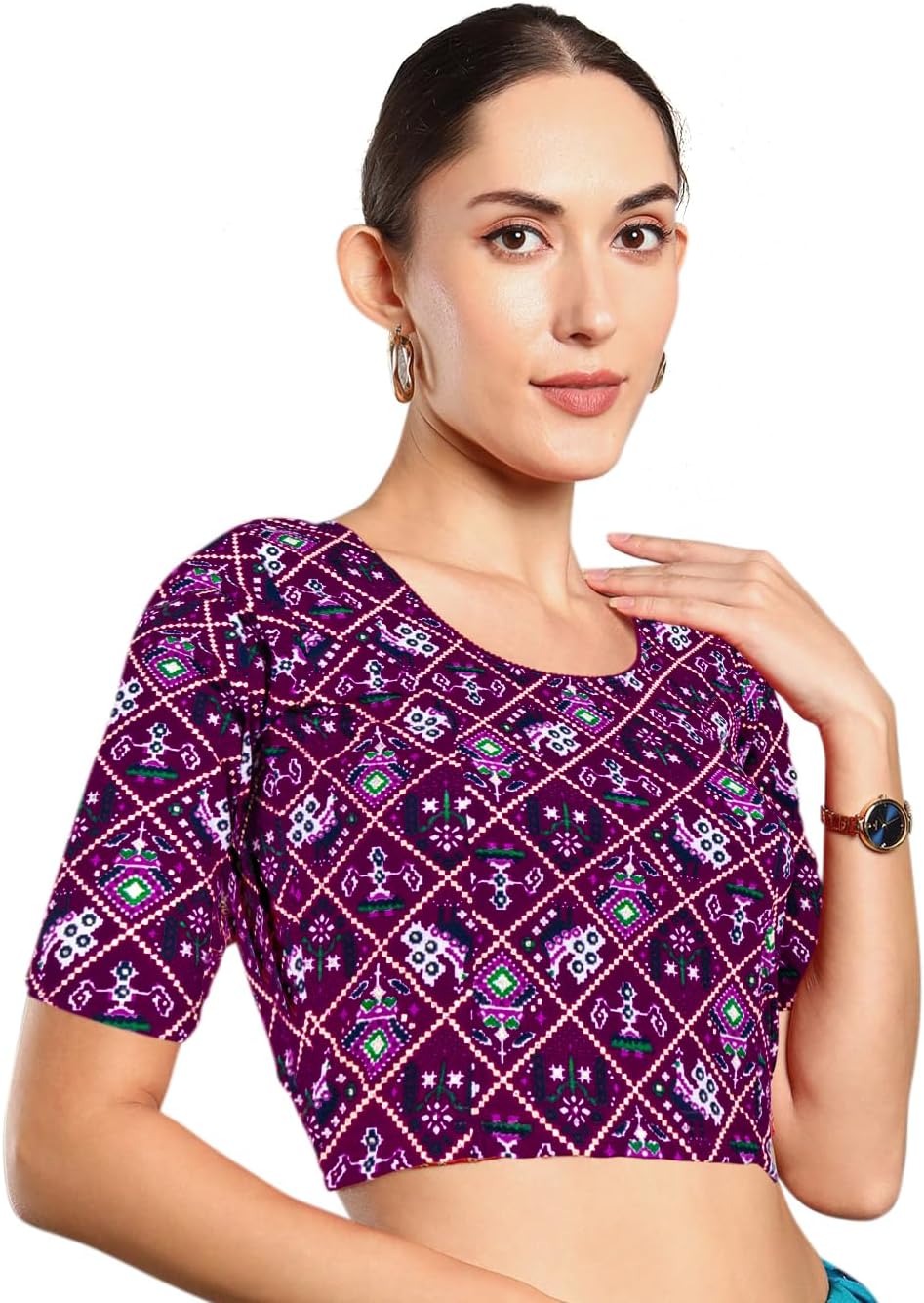 Chandrakala Stretchable Blouses for Women Sarees,Readymade (B217-P) - Image 2