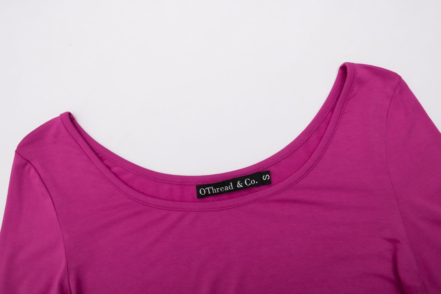 OThread & Co. Women's Crop Tops Basic Stretchy Scoop Neck 3/4 Sleeve T-Shirt - Image 5