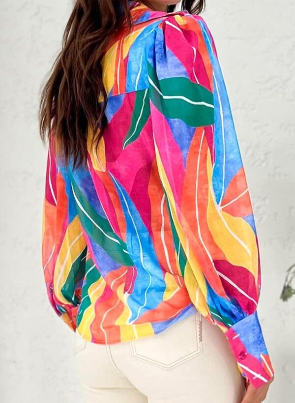 Zeagoo Womens Shirts Button Down Printed Lantern Long Sleeve Blouse Fashion Casual Tops 2025 - Image 4