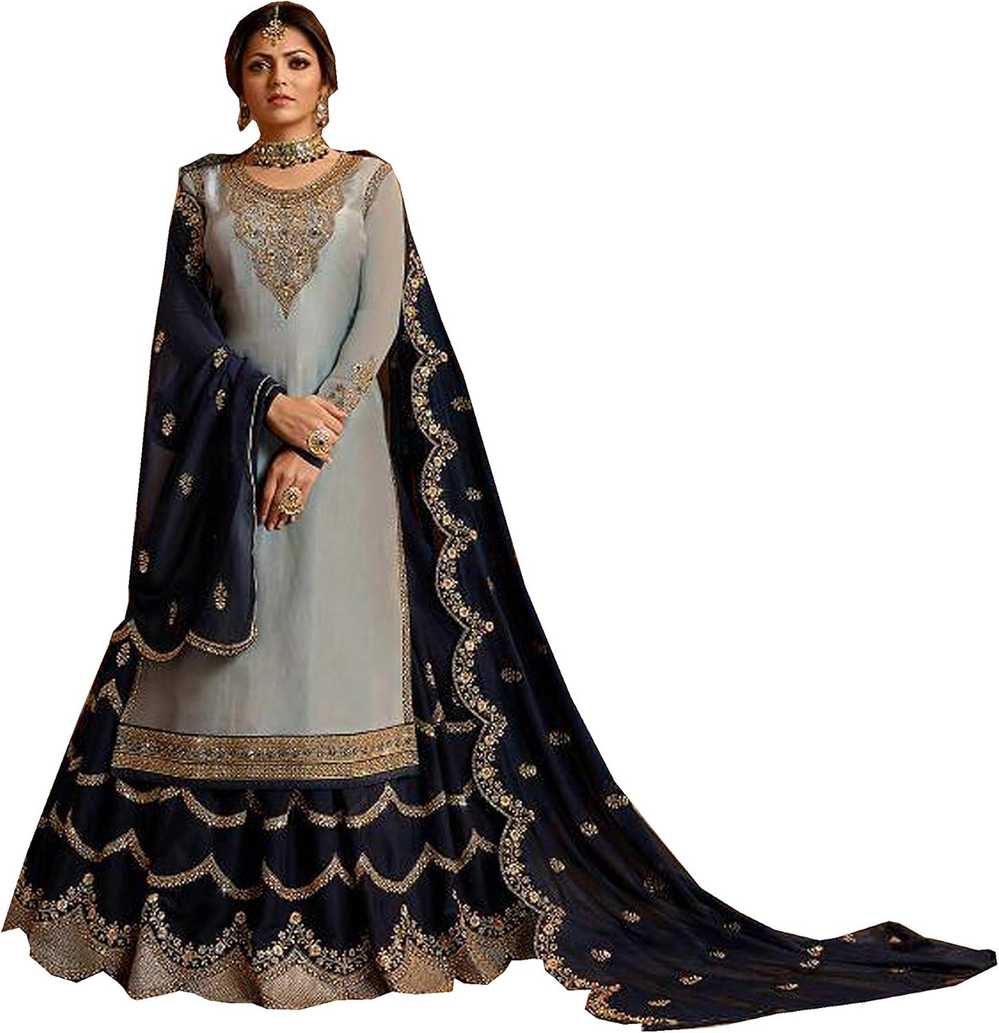 Delisa New Indian/Pakistani Eid Special Party/Ethnic wear Georgette Straight Ghaghra Style Salwar Kameez Suit for Womens 9936