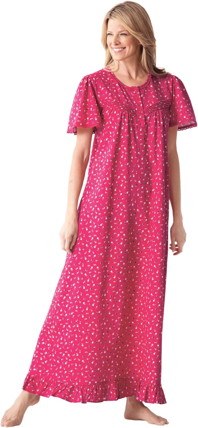 Dreams & Co. Women's Plus Size Long Floral Print Cotton Gown - Image 6