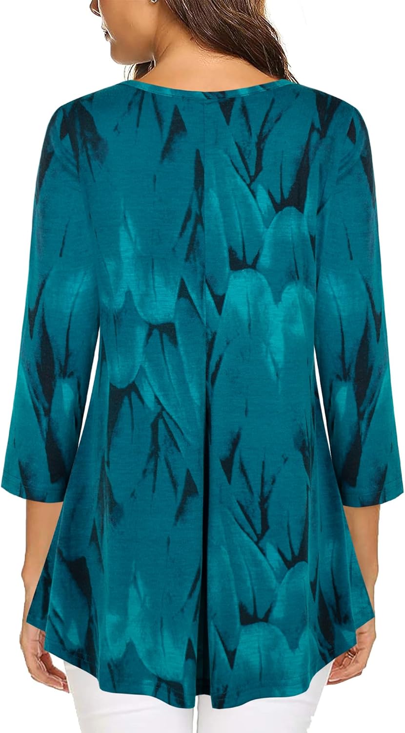 Tencole 3/4 Sleeve Shirts for Women Dressy Tunic Tops Casual Wear with Floral - Image 3