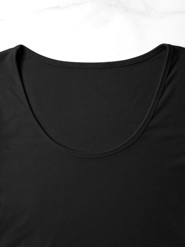 ZXZY Women Soft Ribbed Sparkly Rhinestone Fringe Long Sleeve Crop Top Cropped T Shirts - Image 3