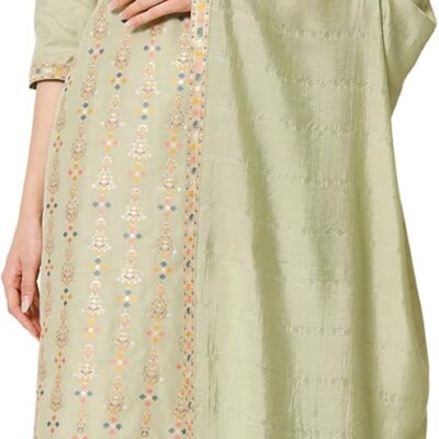 Shopping Queen Women's Poly Silk Jari Jacquard Kurta Pant with Dupatta set