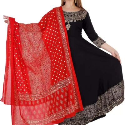 HSD Indian Women Rayon Kurta and Dupatta Set party wear Kurti Tunic Ready to wear