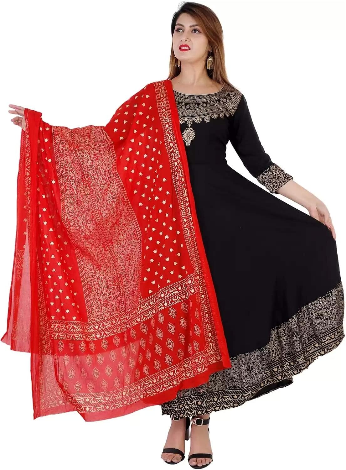 HSD Indian Women Rayon Kurta and Dupatta Set party wear Kurti Tunic Ready to wear