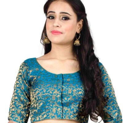 Chandrakala Banarasi Blouses for Women Sarees,Readymade (B181-P)