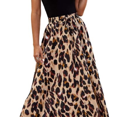 Bluetime Women Flowy Long Skirts Summer Beach Pleated Elastic High Waisted Casual Maxi Skirts