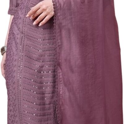 Shopping Queen Women's Silk Blend Chikankari Embroidery Kurta Set