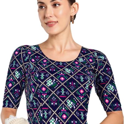 Chandrakala Stretchable Blouses for Women Sarees,Readymade (B217-P)