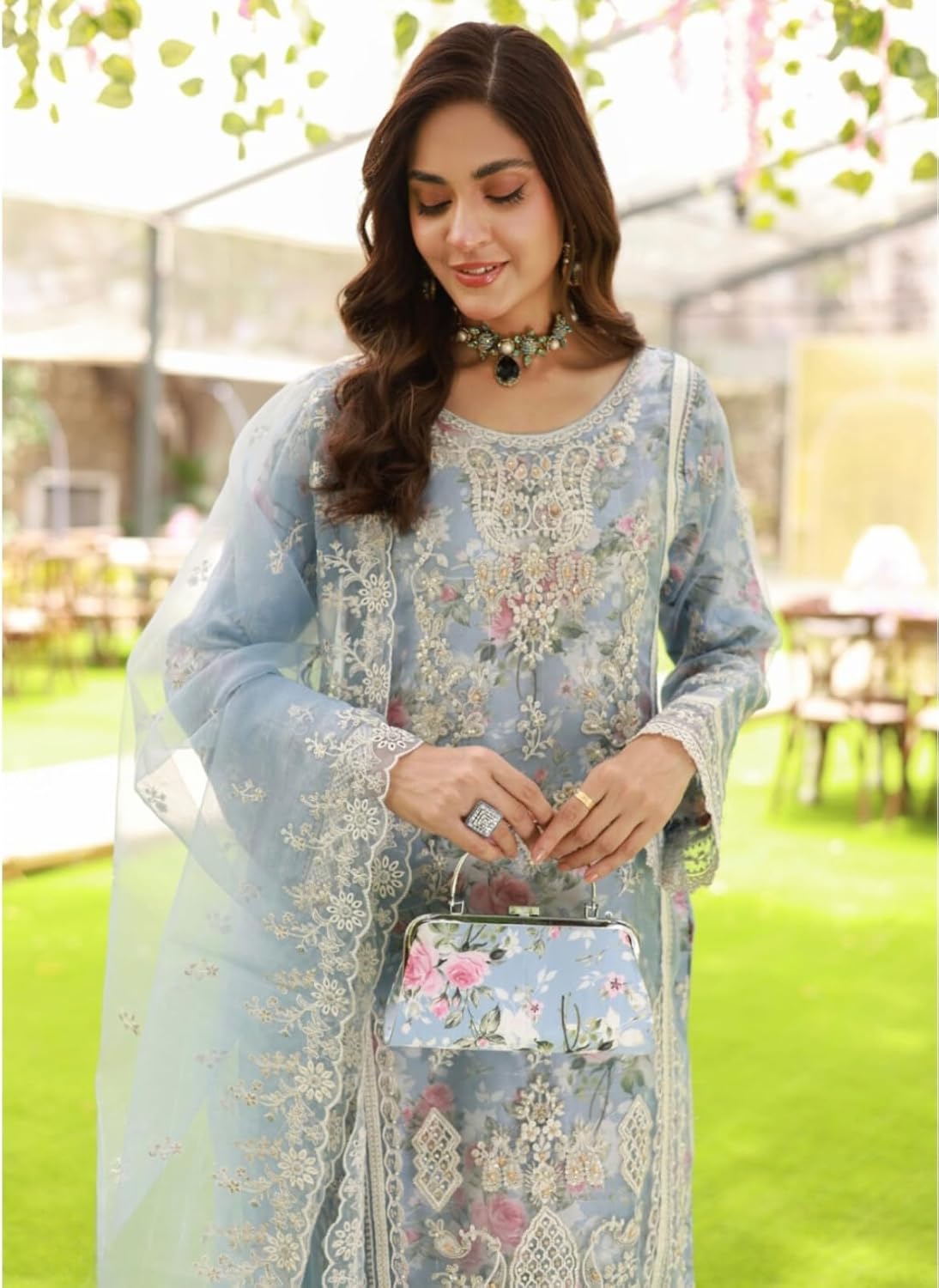 Diwali Special Ready to wear women's organza salwar kameez with embroidered pakistani partywear suit 112 - Image 3