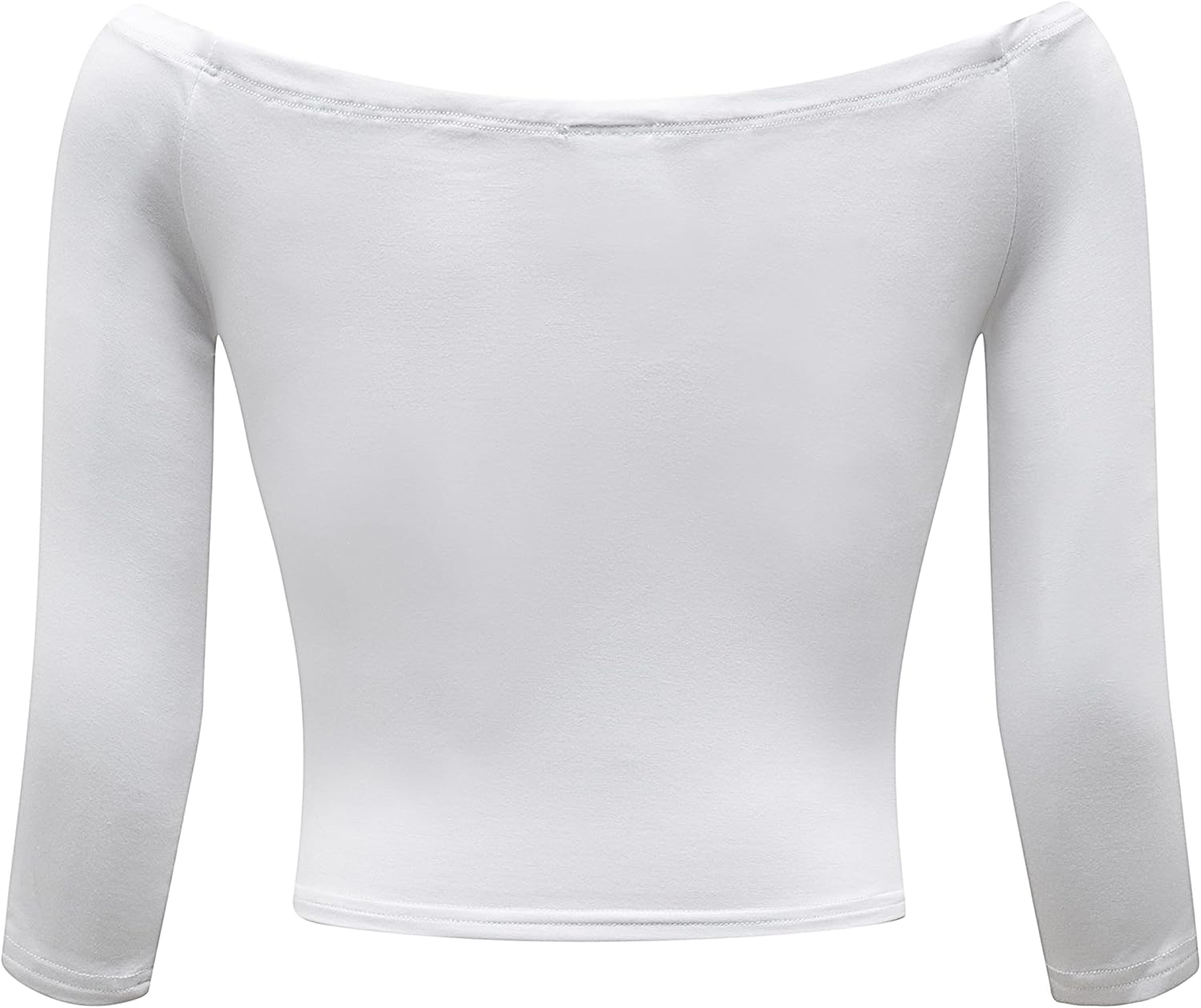OThread & Co. Women's Off Shoulder 3/4 Sleeve Crop Top Comfy Basic Stretch Layer Shirt - Image 4