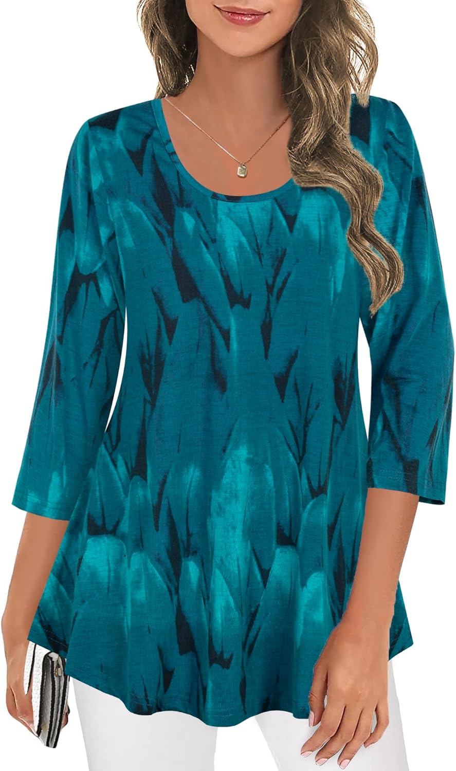 Tencole 3/4 Sleeve Shirts for Women Dressy Tunic Tops Casual Wear with Floral - Image 2