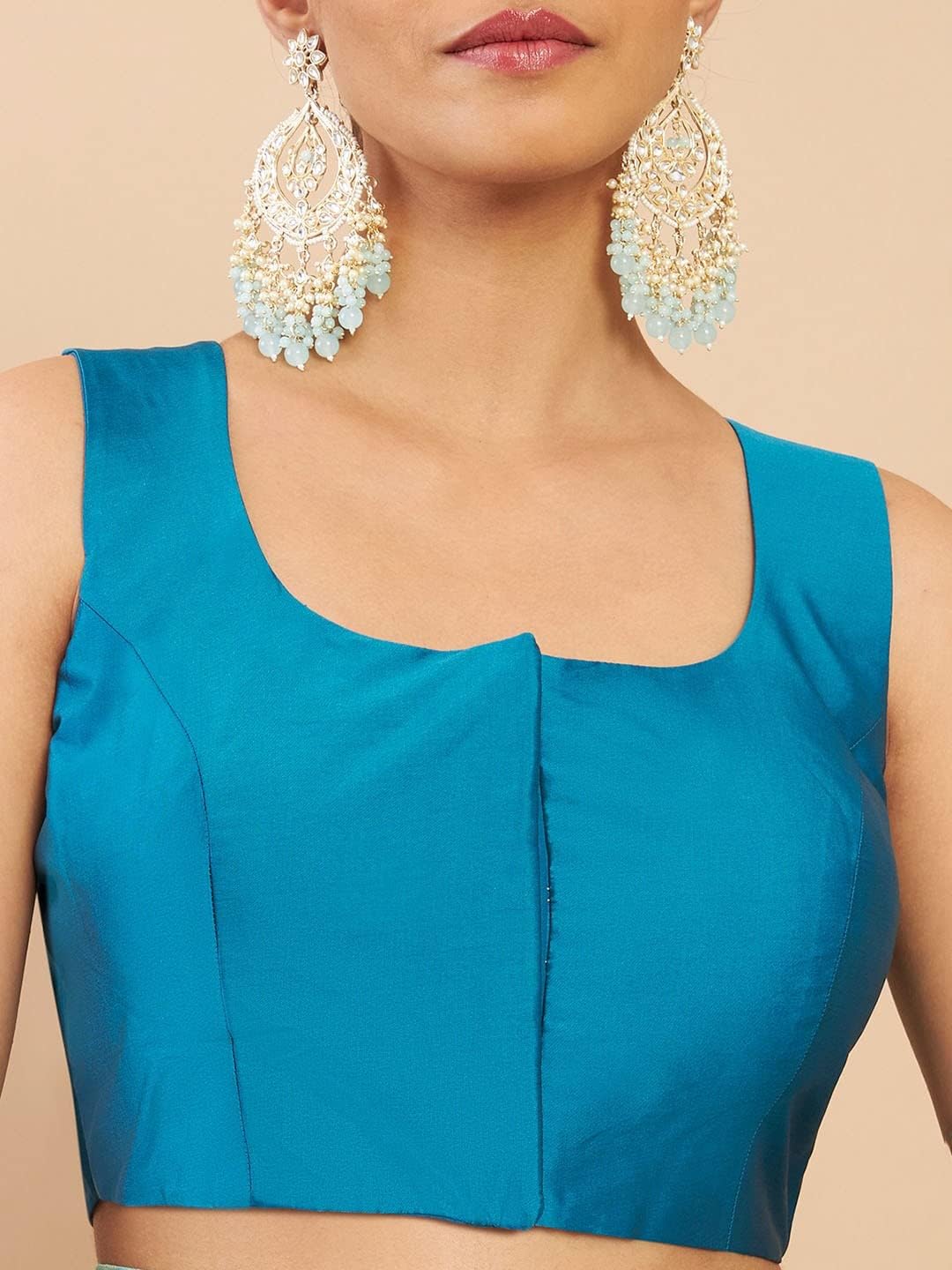 Indian Designer Party wear Art Silk Saree Blouse for Women Solid Readymade Indian Style Choli Top - Image 5