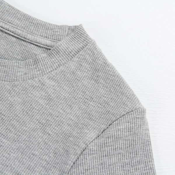 Artfish Women's Round Neck Long Sleeve Knit Ribbed Fitted Crop Top Casual Basic Shirts - Image 3