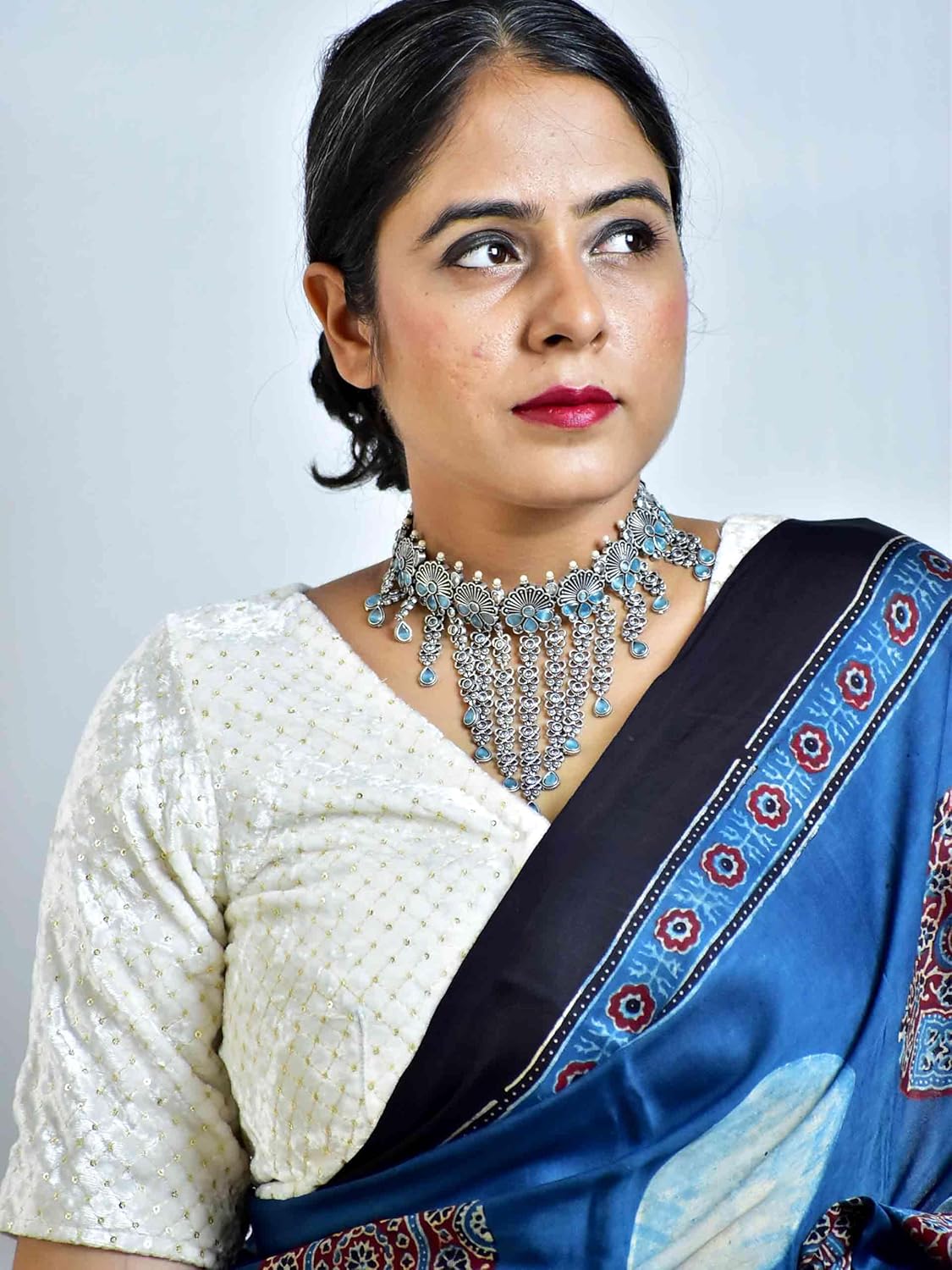 Sundarii velvet saree blouse for women | stitched Sequin work | Readymade Blouses | Velvet sequin blouse - Image 4