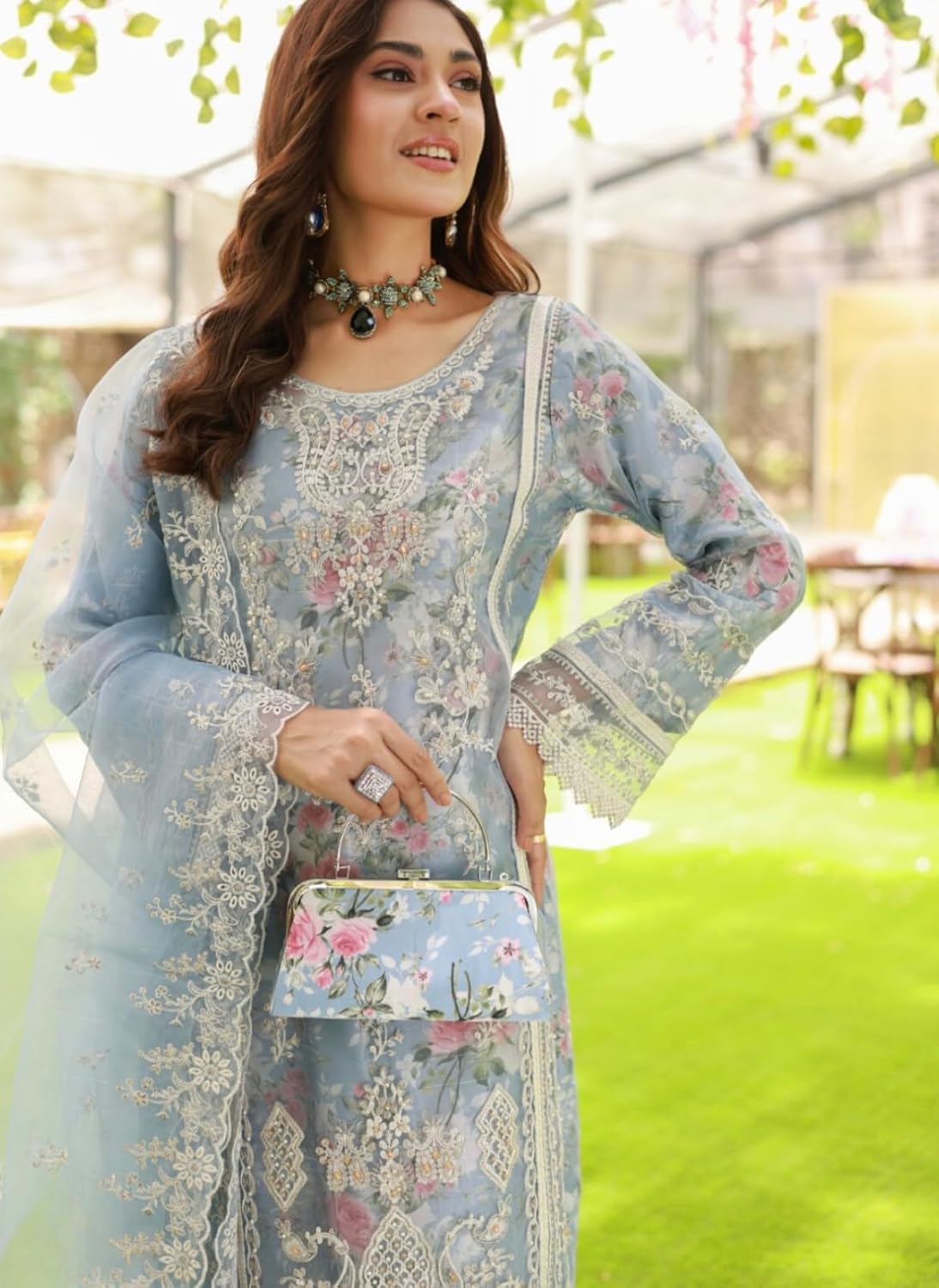 Diwali Special Ready to wear women's organza salwar kameez with embroidered pakistani partywear suit 112 - Image 2