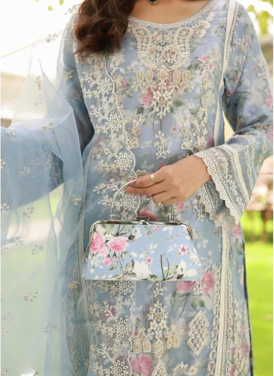 Diwali Special Ready to wear women's organza salwar kameez with embroidered pakistani partywear suit 112 - Image 4