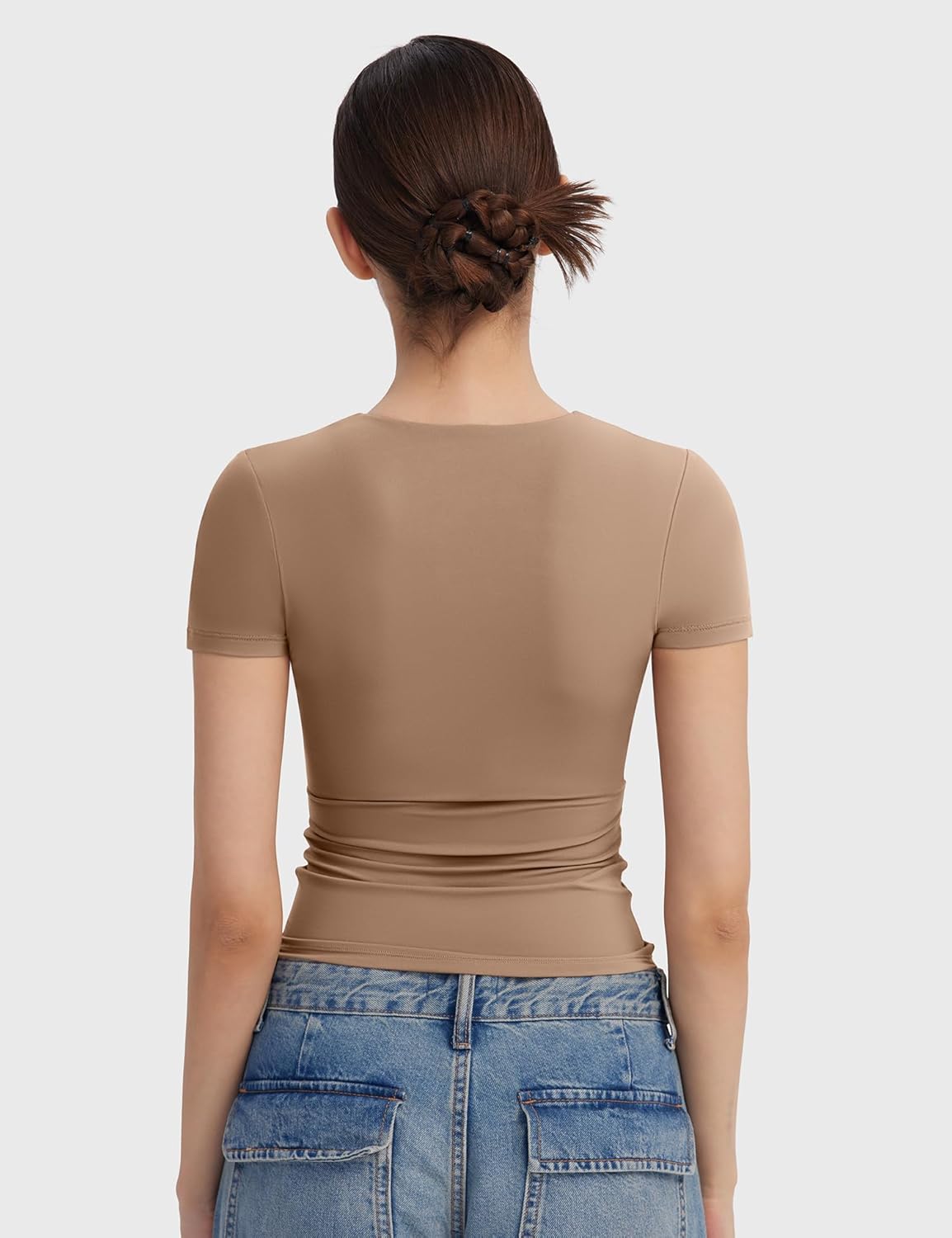 PUMIEY Women's V Neck Short Sleeve T Shirts Slim Fit Going Out Tops Sexy Basic Tee Sharp Collection - Image 5