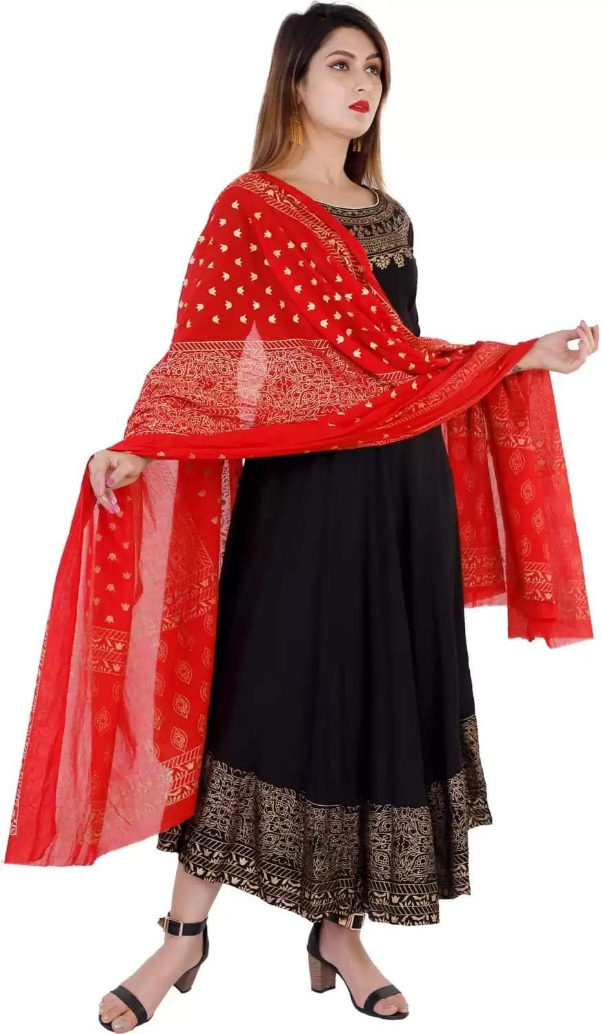 HSD Indian Women Rayon Kurta and Dupatta Set party wear Kurti Tunic Ready to wear - Image 5