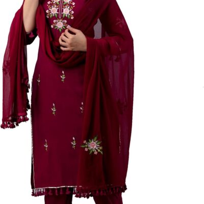 JG Women's Ethnic Wear Collection Rayon Straight Embridered Kurti & Pant Set With Dupatta