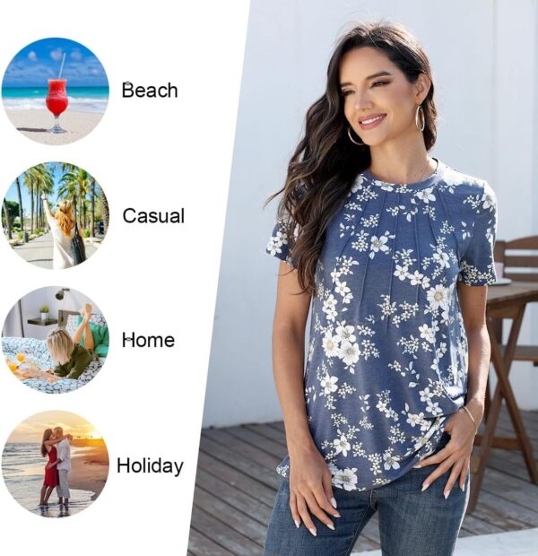 Womens 2025 Tunic Summer Casual Tops Short Sleeve Blouses Crewneck Fashion Tshirts M-3XL - Image 4