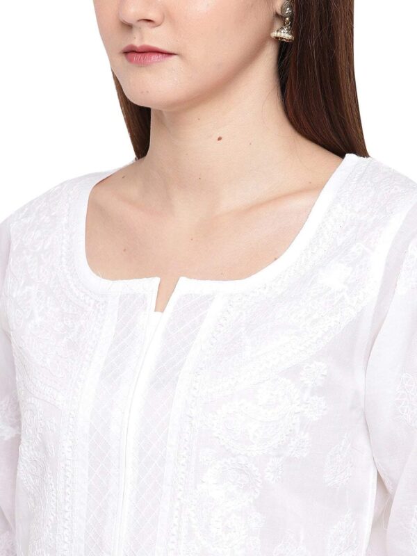 Ada Indian Hand Embroidered Women's Traditional Chikankari Cotton Kurta Kurti Tunic A220999 - Image 4