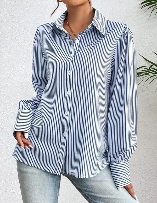 Zeagoo Womens Shirts Button Down Printed Lantern Long Sleeve Blouse Fashion Casual Tops 2025 - Image 3