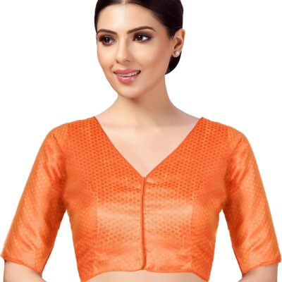 Chandrakala V-Neck Blouses for Women Sarees,Readymade (B213-P)