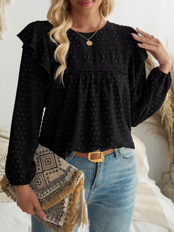 Womens Fall Fashion 2024 Tops For Women Dressy Casual Blouses Long Sleeve Western Blouse Tunic Babydoll Shirts - Image 2