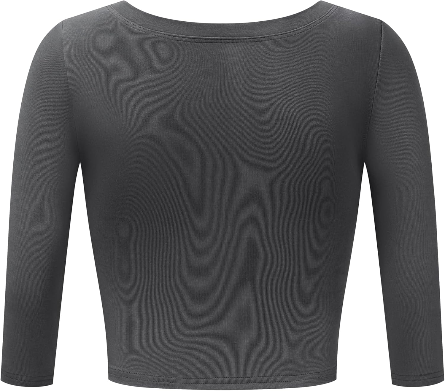 OThread & Co. Women's 3/4 Sleeve Scoop Neck Crop Top Basic Comfy Ribbed Knit Tee - Image 4