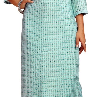 ladyline Rayon Foil Print Kurta with Pants Set (2 pcs) Gota Pati Lace Dress