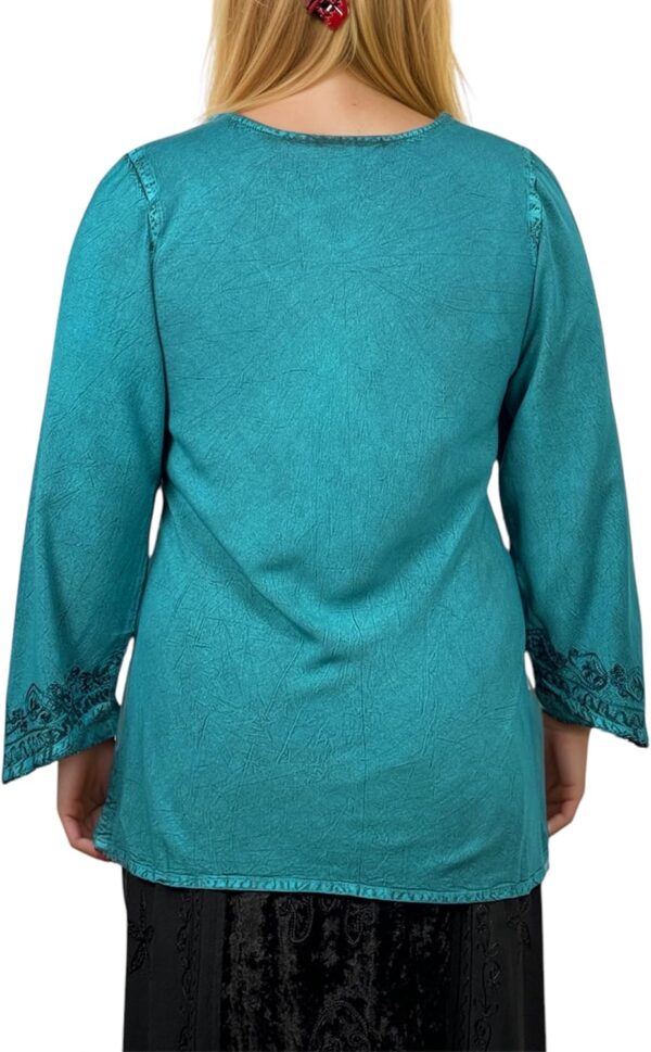 Agan Traders Long Sleeve Diamond Neck Fall Embroidered Tops for Women - Medieval Boho Vintage Tunic Kurta Blouses for Women - Image 4