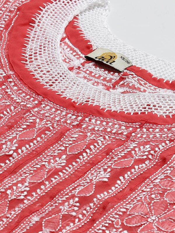 Ada Hand Embroidered Indian Chikankari Traditional Georgette Anarkali Kurta Kurti for Women A411207 - Image 6