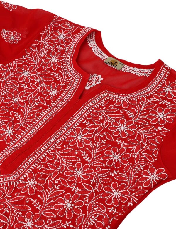 Ada Indian Hand Embroidered Chikankari Ethnic Wear Georgette Kurta Kurti Tunic for Women A95504 - Image 6