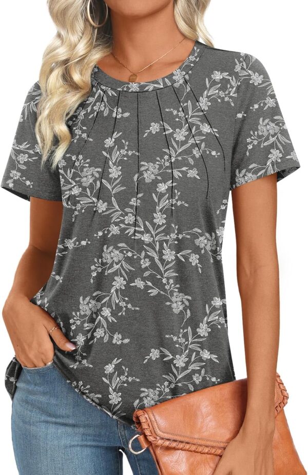 Womens 2025 Tunic Summer Casual Tops Short Sleeve Blouses Crewneck Fashion Tshirts M-3XL