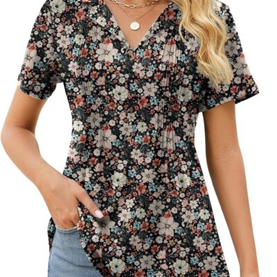 Kistore Womens Short Sleeve Polo T Shirts V Neck Summer Basic Tops Fashion 2025 Business Casual Work Blouse S-XXL