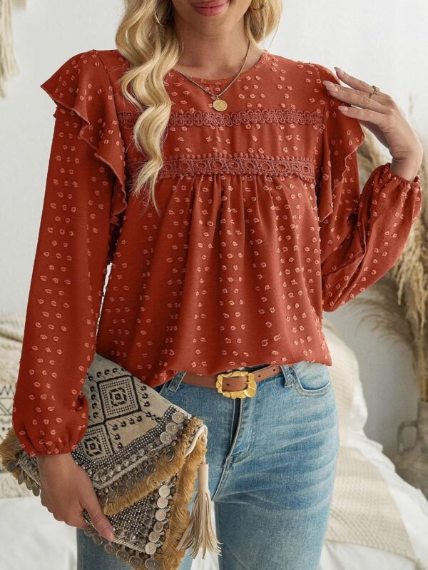 Womens Fall Fashion 2024 Tops For Women Dressy Casual Blouses Long Sleeve Western Blouse Tunic Babydoll Shirts - Image 2