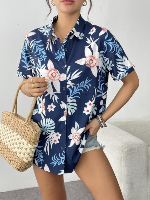 Zeagoo Womens Hawaiian Button Down Shirts Short Sleeve Casual Floral Tropical Shirt Summer Beach Shirt Cool Button Up Tops - Image 4