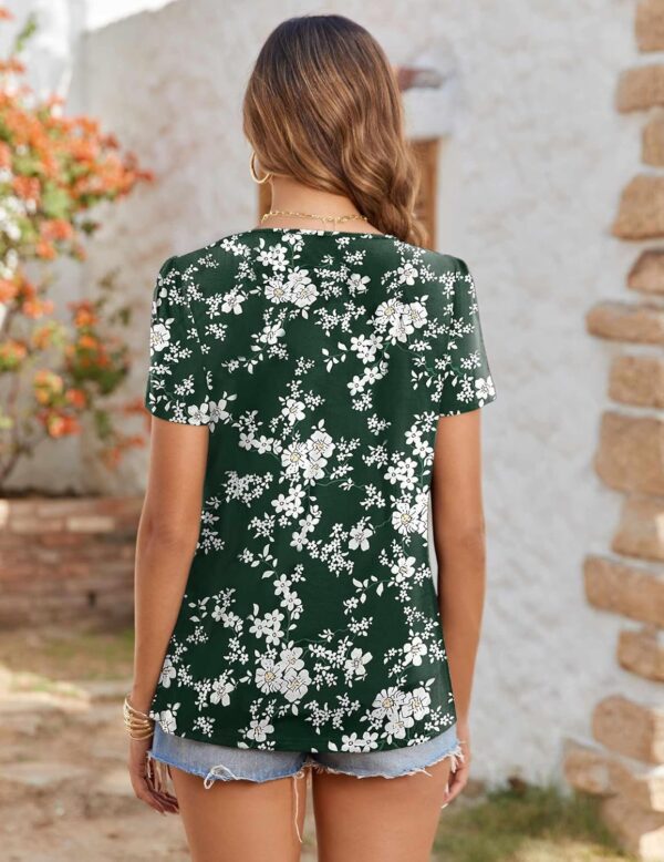 Zeagoo Women's Summer Tunic Tops Short Sleeve Floral Boho Casual T Shirts Pleated Crewneck Flowy Relax Fit Soft Blouses - Image 6