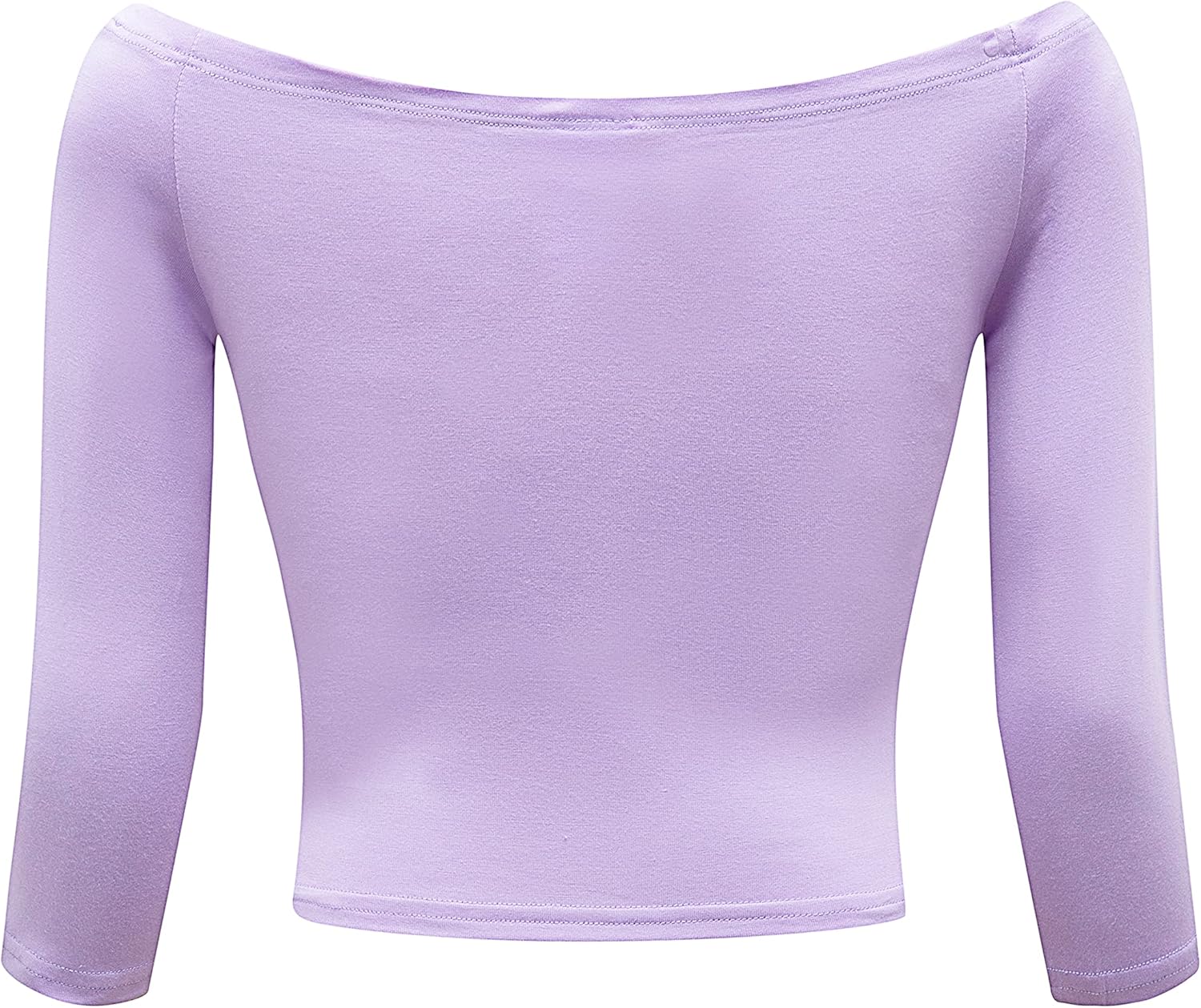 OThread & Co. Women's Off Shoulder 3/4 Sleeve Crop Top Comfy Basic Stretch Layer Shirt - Image 4