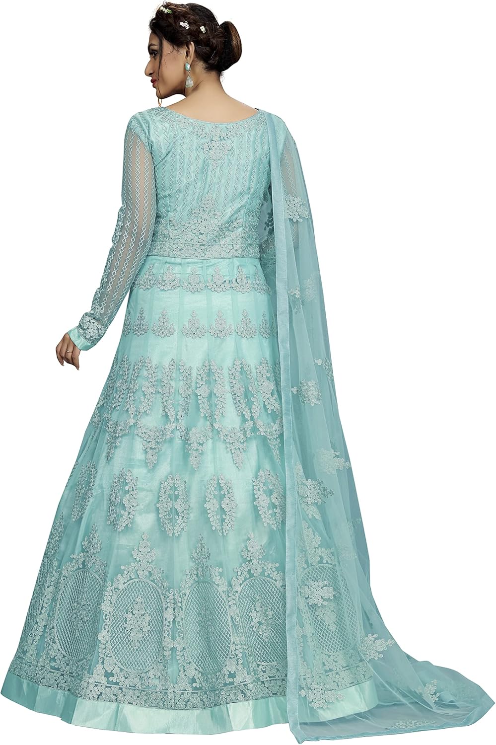 TRENDMALLS Women's Net Embroidery Anarkali Suit Set Indian Pakistani Wedding Special Dress - Image 2